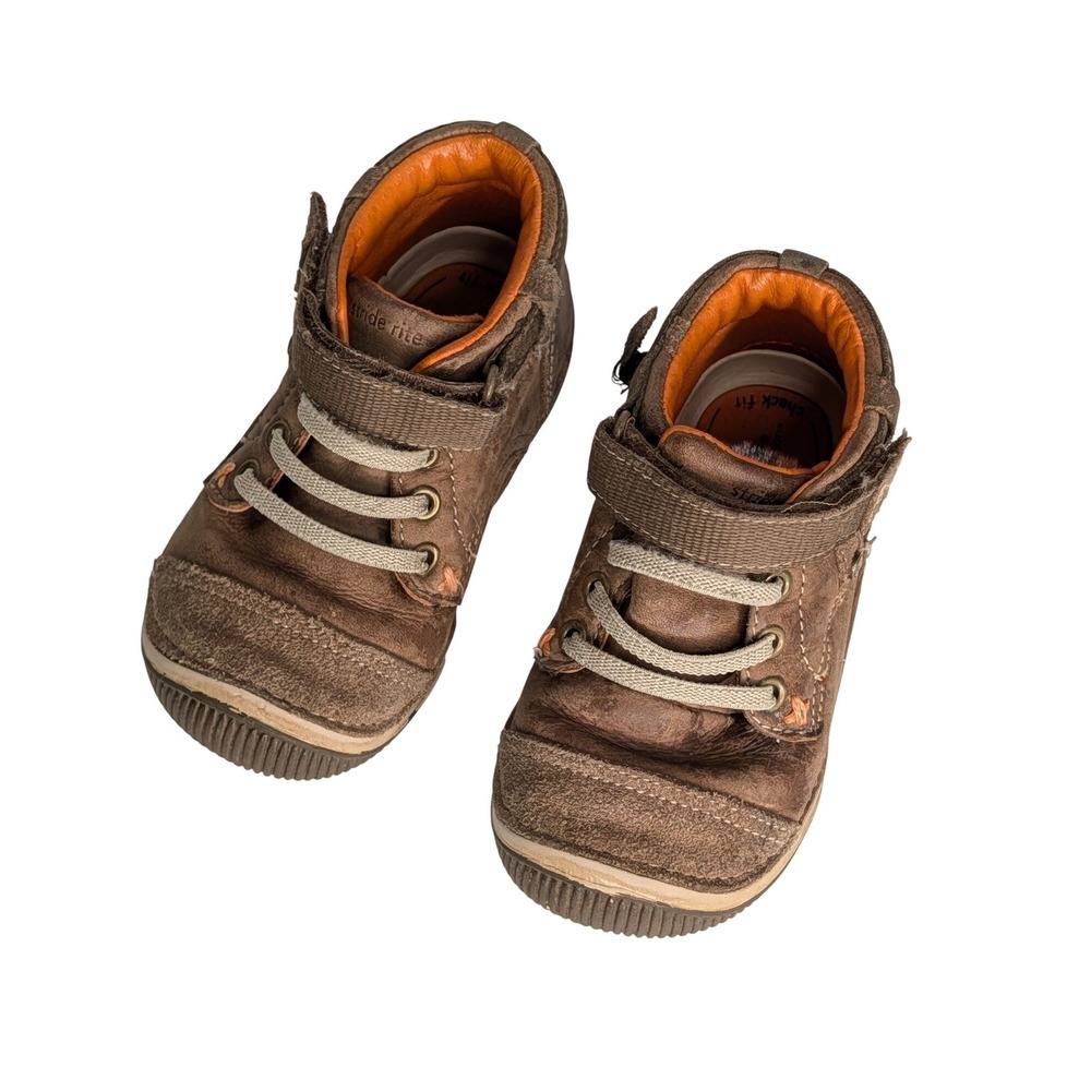 Stride Rite SRT Garett Boys Brown Leather High Top Sneakers Size 6.5 M B39583